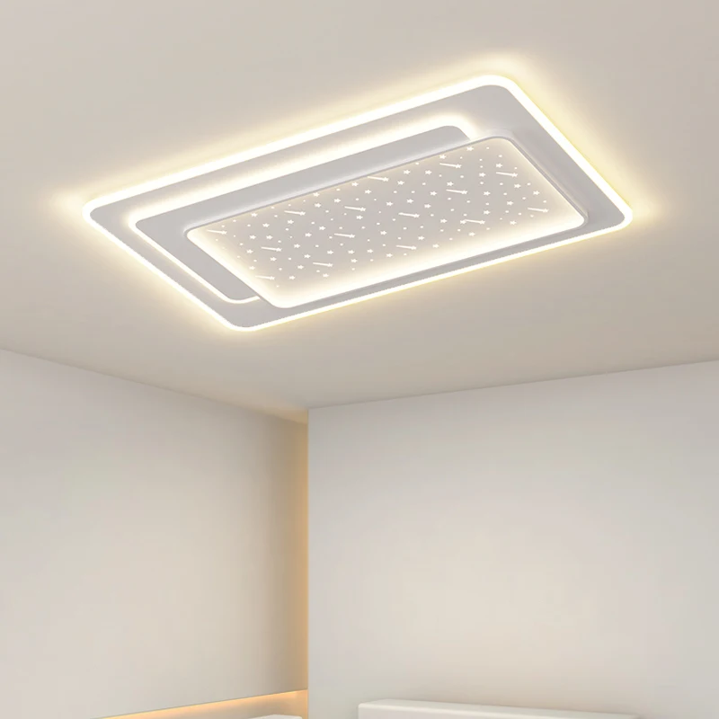 

Acrylic Aluminum Ceiling Lamp Living Room Lustres White Gray Lights Rectangular Simple Modern Sky Star Lamp Dimmable With Remote
