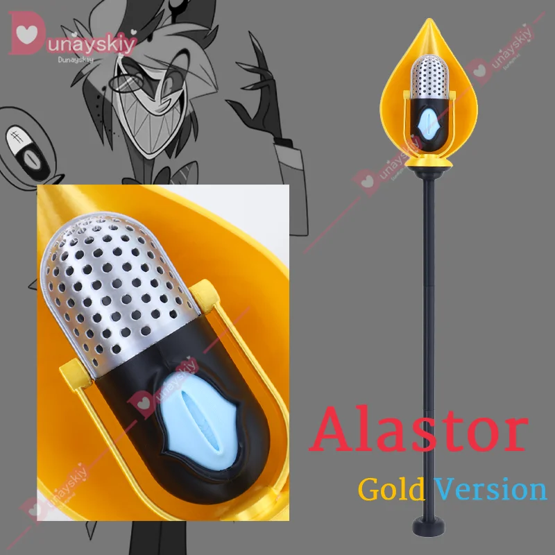 Аниме ALastor Косплей персонал отеля микрофоны 3D ПВХ тростник Золотой реквизит