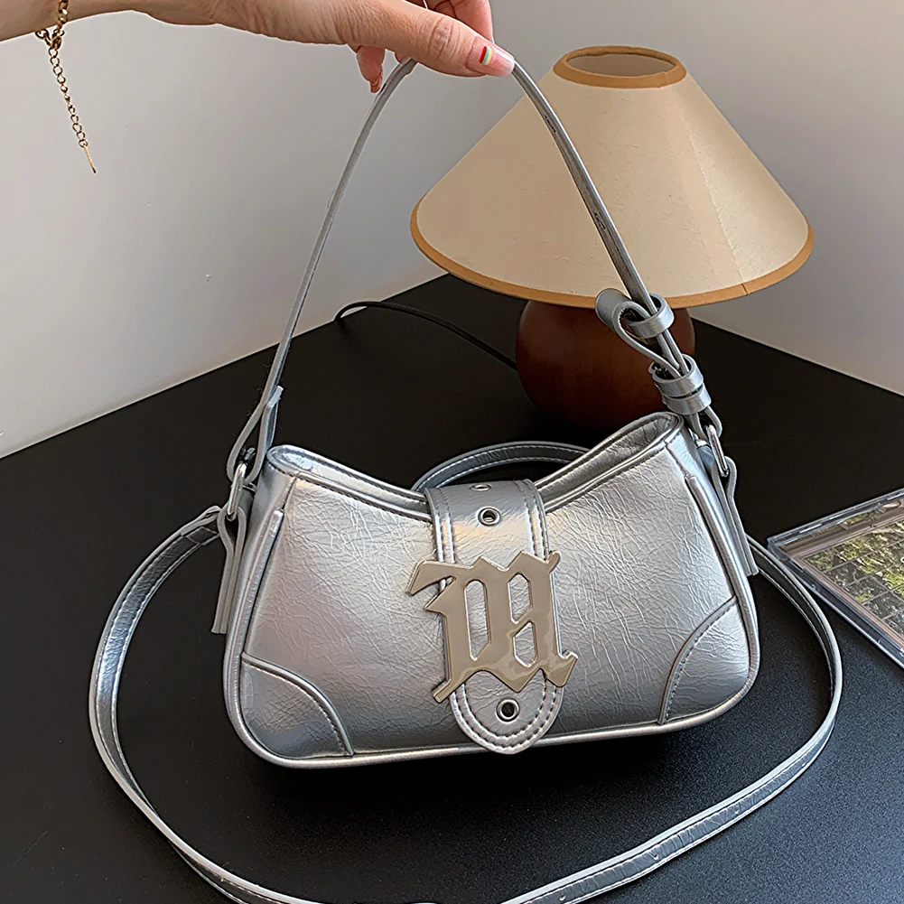 

Tote Bag Women Shoulder Bag Fashionalbe PU Adjustable Strap Handbag Sweet Cool Style Underarm Bag Simple Female Commuter Handbag