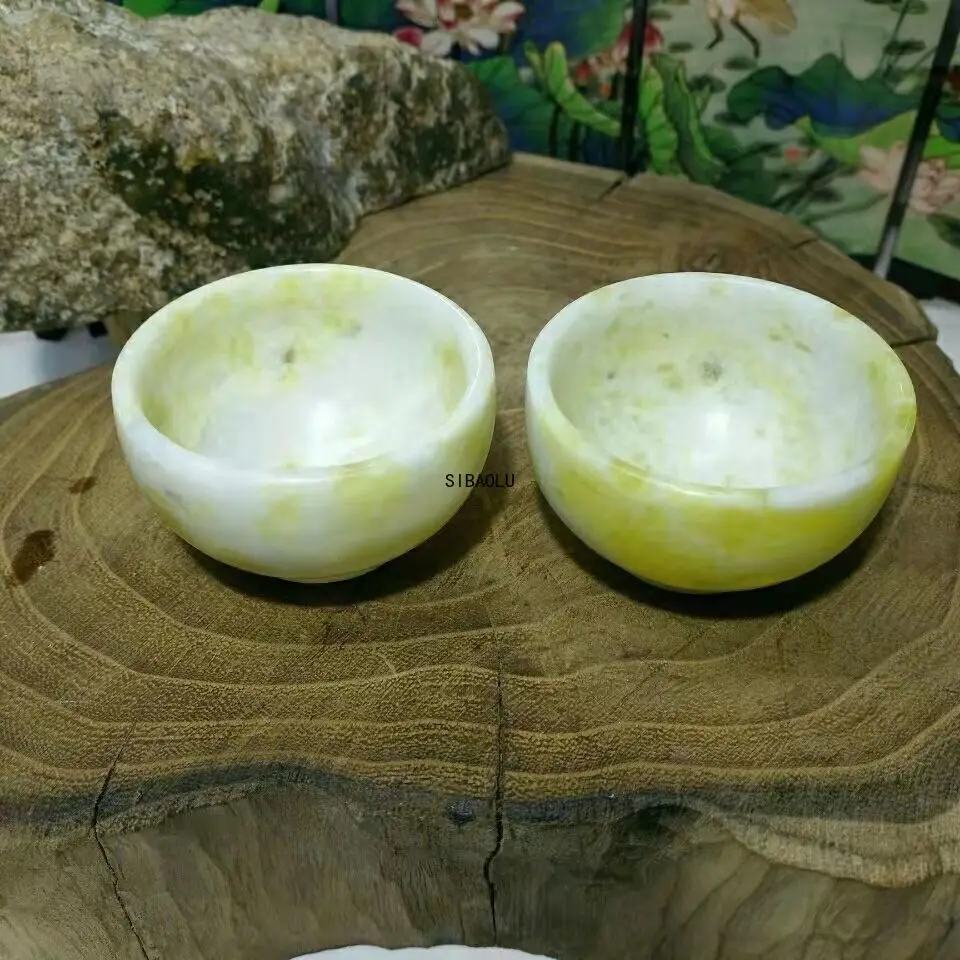 2 шт. чайная чашка из натурального нефрита изысканная ручная резьба для здоровья