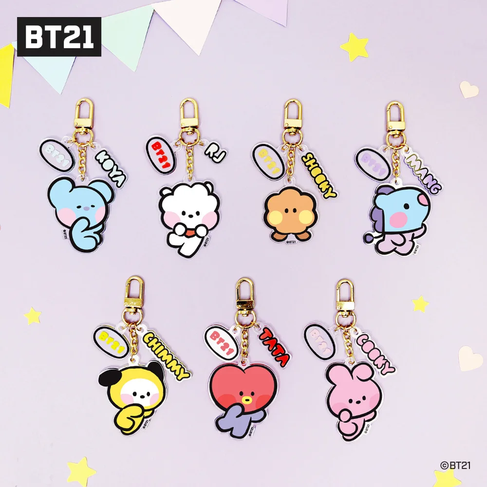 

Bt21Ed Kawaii Anime Baby Series 5Cm Cute Cartoon Acrylic Metal Ring Keychain Bag Pendant Girl Gift