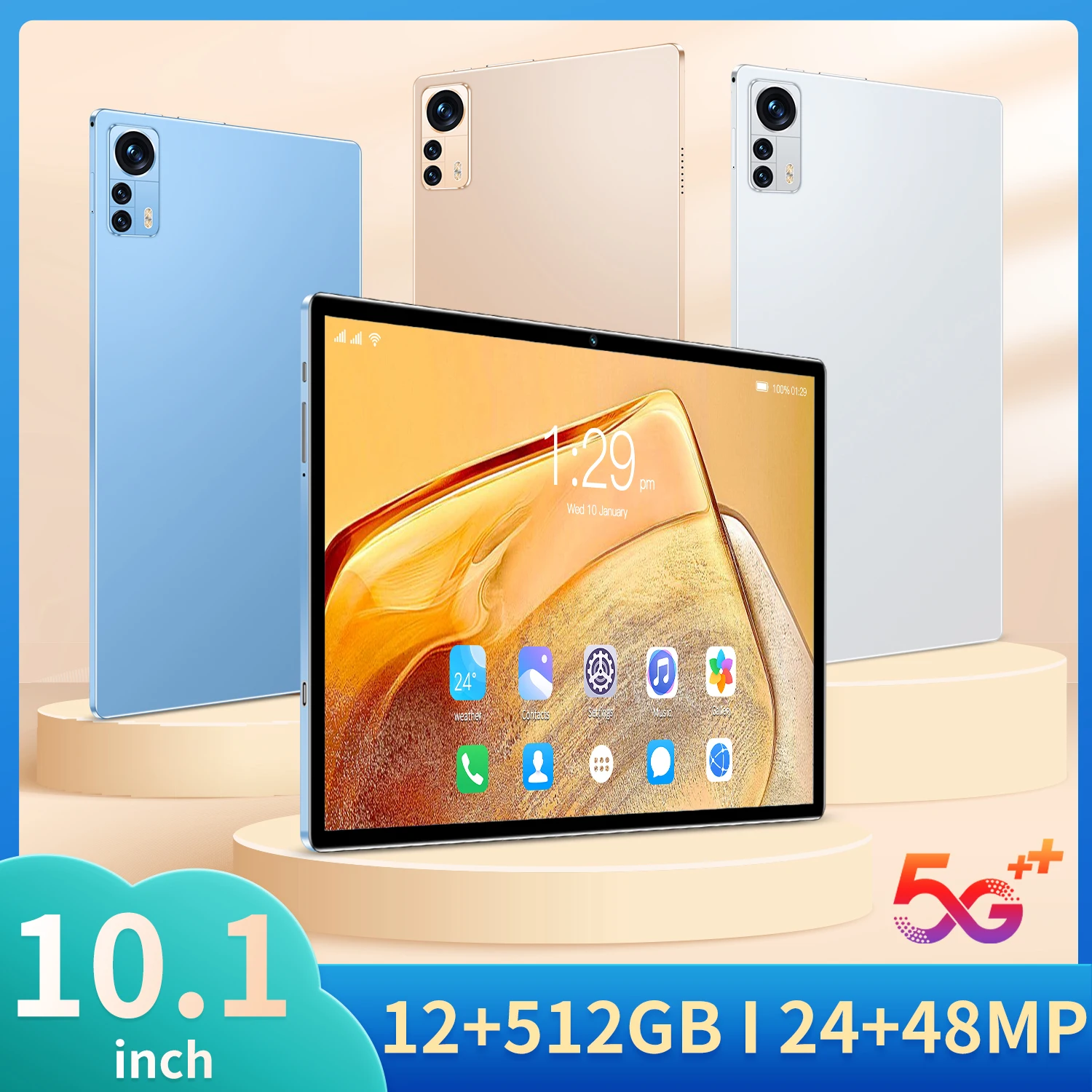 

Планшет Pro на Android 11, восемь ядер, экран 10,1 дюйма, 12 Гб + 512 Гб