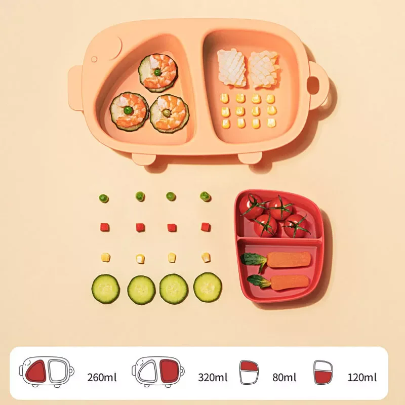 

New Cartoon Baby Partitioned Dinner Plate Transparent With Cover Detachable Hanging Children's Complementary Food Tableware