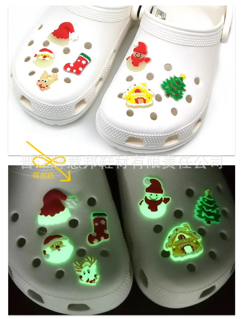 

Christmas Series Cartoon Luminous Shoe Buckle Cute Santa Claus Elk Snowman Luminous Hole Shoes Decoration Toys Detachable Gifts
