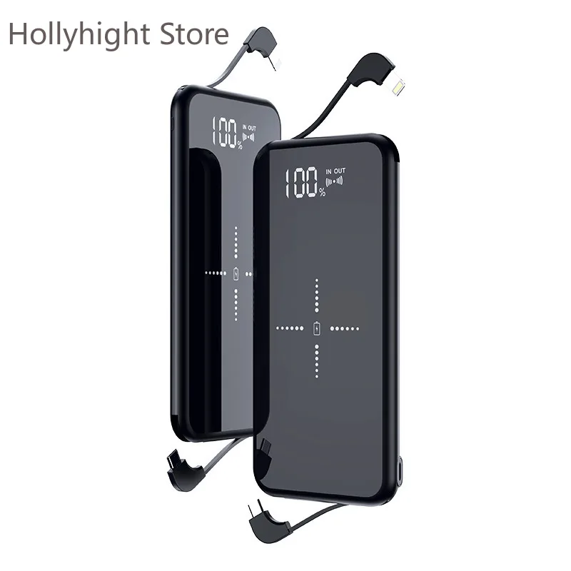 

Mirror Display Wireless Charging Treasure 10000 MA Source Portable Power Supply with Cable Portable Charger Power Bank Xiomi