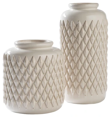 

Edwinna 2 Piece Ceramic Glazed Vase Set, Cream