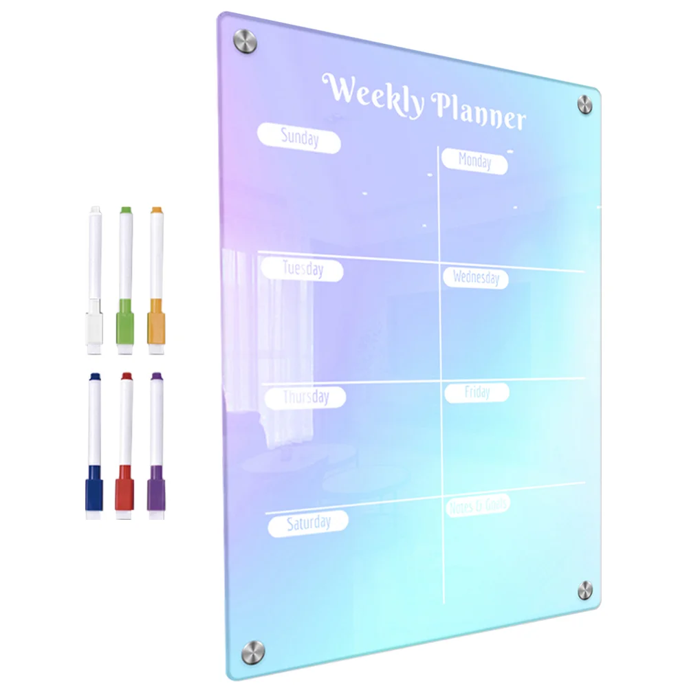 

Weekly Fridge Calendar Magnetic Planner White Board Pen Whiteboard Colored Meal Dry Erase Kitchen Decor