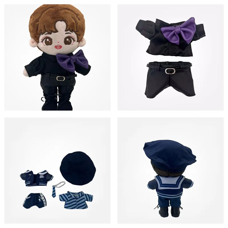 

20CM Plush Doll Clothes Bow Suit The Same As Hong Kong Star Mirror AnsonLo Edan Fashion Navy Coat Beret Hat Sailor Shirt