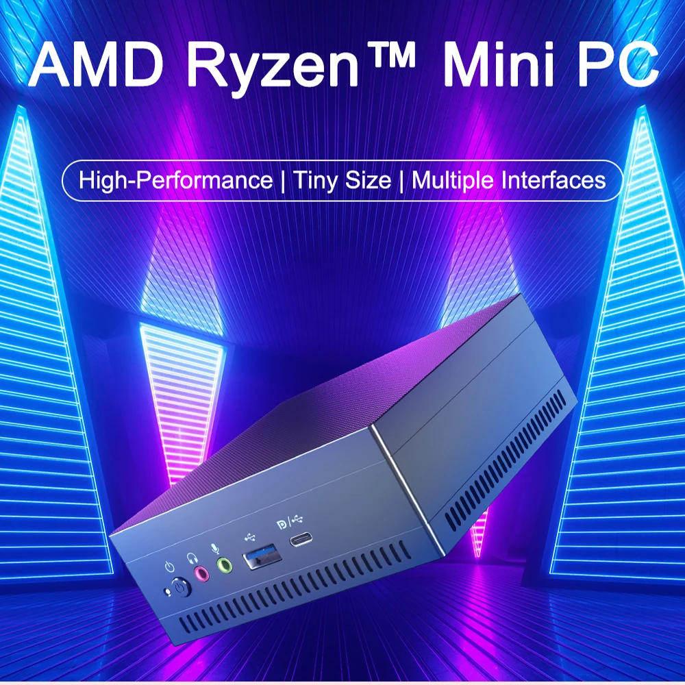 JIERUICC мини-ПК AMD Ryzen R3 3200U R7 3750H Vega Graphic 2 * DDR4 M.2 NVMe игровой компьютер Windows 10 4K HTPC HDMI2.0 DP TYPE-C