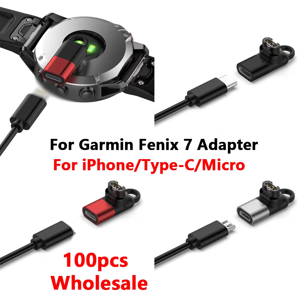 

100pcs Type C/Micro/For IOS Female to Garmin Watch Charger Adapter For Garmin Fenix 7 6 5 instinct 2 Vivoactive 3 4 4S Venu 245