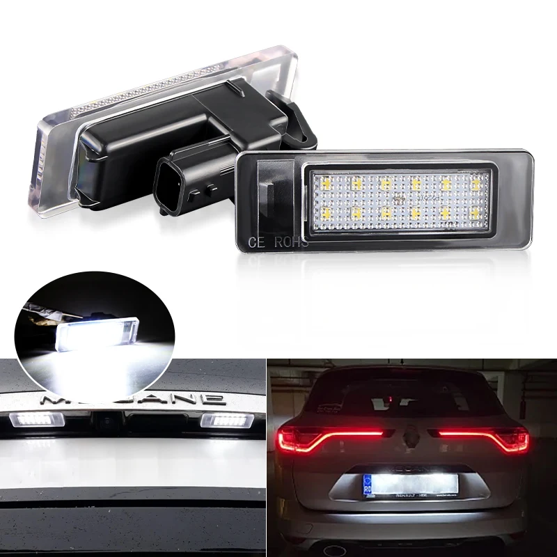 

2 светодиодных фонаря номерного знака для Renault Megane 4 Scenic IV Twingo Kangoo Koleos MK2 Clio IV V Logan Sandero Dacia Duster