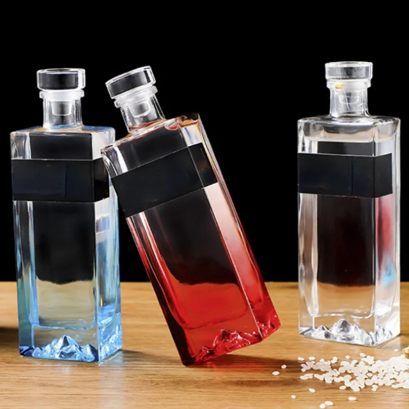 

250 мл оригинальная стеклянная бутылка для вина с внутренней основой, изысканная утолщенная стеклянная бутылка, декантер, модная фляжка для дома, бара