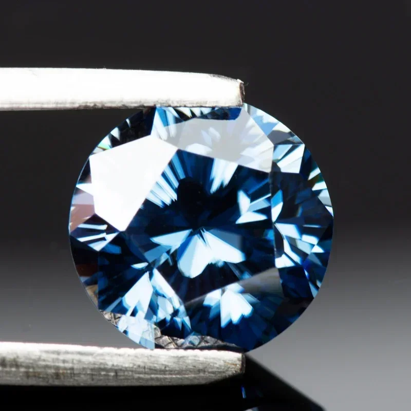 Муассанит камни натуральный цвет королевский синий круглая форма специальный