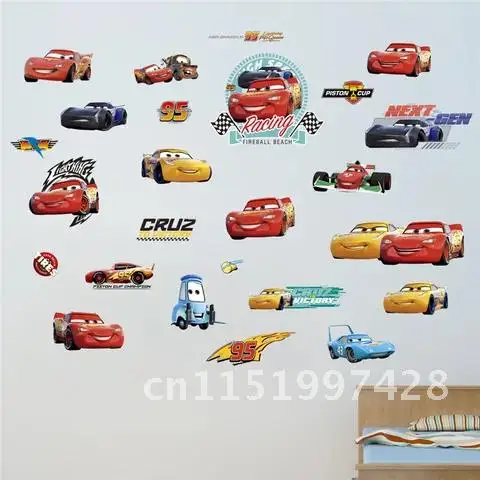 3d молния автомобиль мультфильм наклейки на стену для детской комнаты спальни