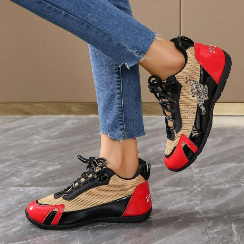 

2022 Spring New Large Thick Soled Shoes Tiger Embroidered Sports Shoes for Men and Women Lovers Casual Fashion Vulcanized Shoes