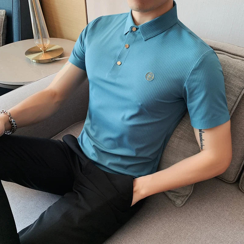 

Летняя Повседневная модная футболка-поло 2023, Мужская футболка с коротким рукавом для спортзала и фитнеса, мужские тренировочные топы для бодибилдинга, одежда