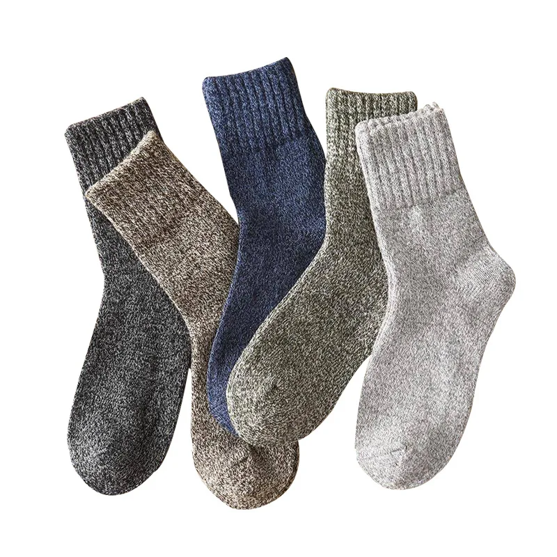 5 pairs/lot Wool Socks for Men, Thick Winter Wool Hiking Socks, Warm Breathable Crew Mens Socks（Fit USA Size 7-12)