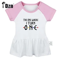 idzn summer the one where i turn one baby girls cute short sleeve dress infant funny pleated dress soft cotton dresses clothes