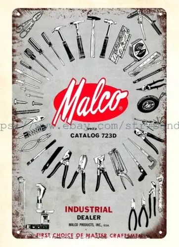 1972 инструменты Malco военные ремесленники металлический жестяной знак подвесные