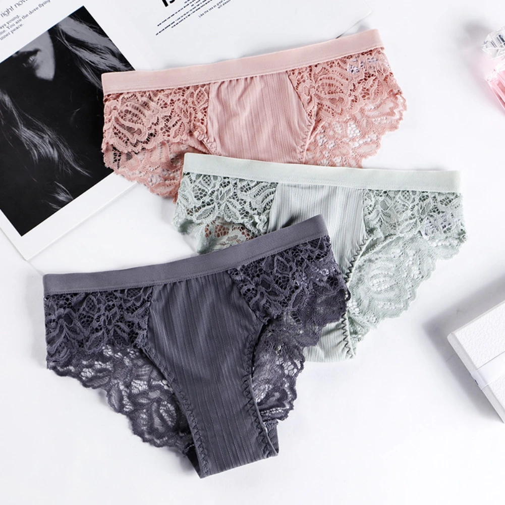 

Women's Sexy Lace Panties Underwear Low Waist Intimate Mesh Hallow Floral Briefs Breathable Belly-lifting Panty