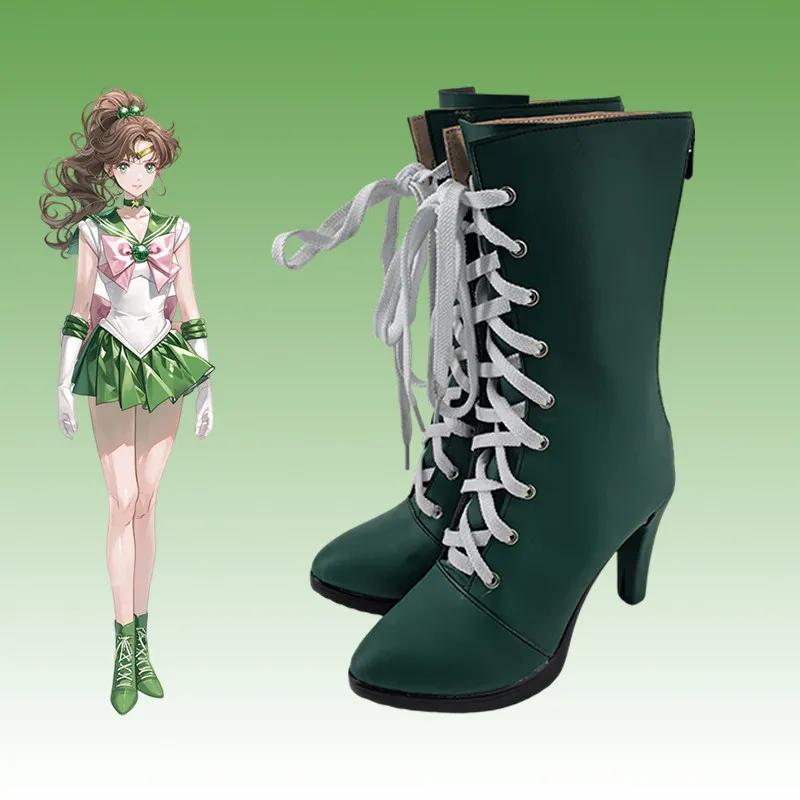 Фото Обувь для косплея Kino Makoto Sailor Jupiter, ботинки в стиле комиксов, подарок на день рождения, аксессуар для костюма на Хэллоуин, реквизит №3
