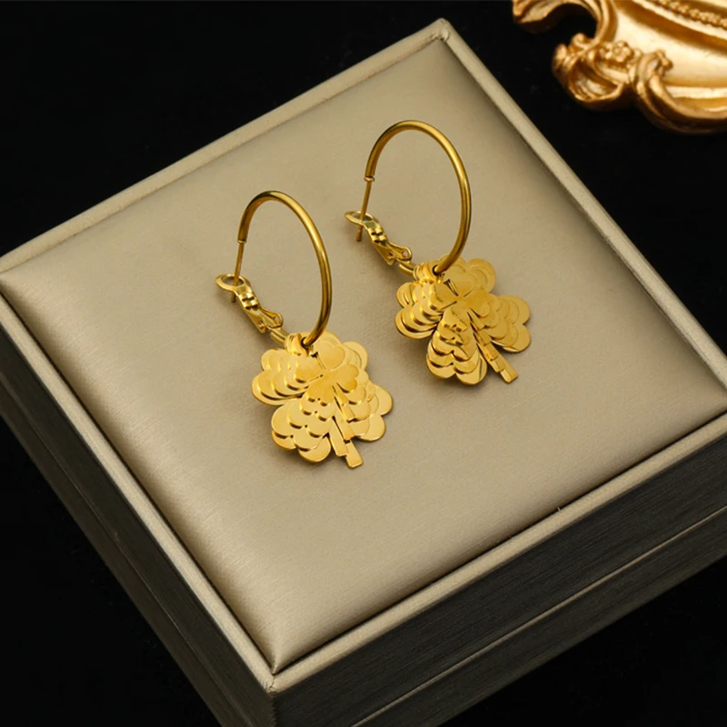 EILIECK 316L Stainless Steel Phoenix Leopard Cross Pearl  Earrings For Women Girl Fashion New Waterproof Ear Jewelry Gift Party