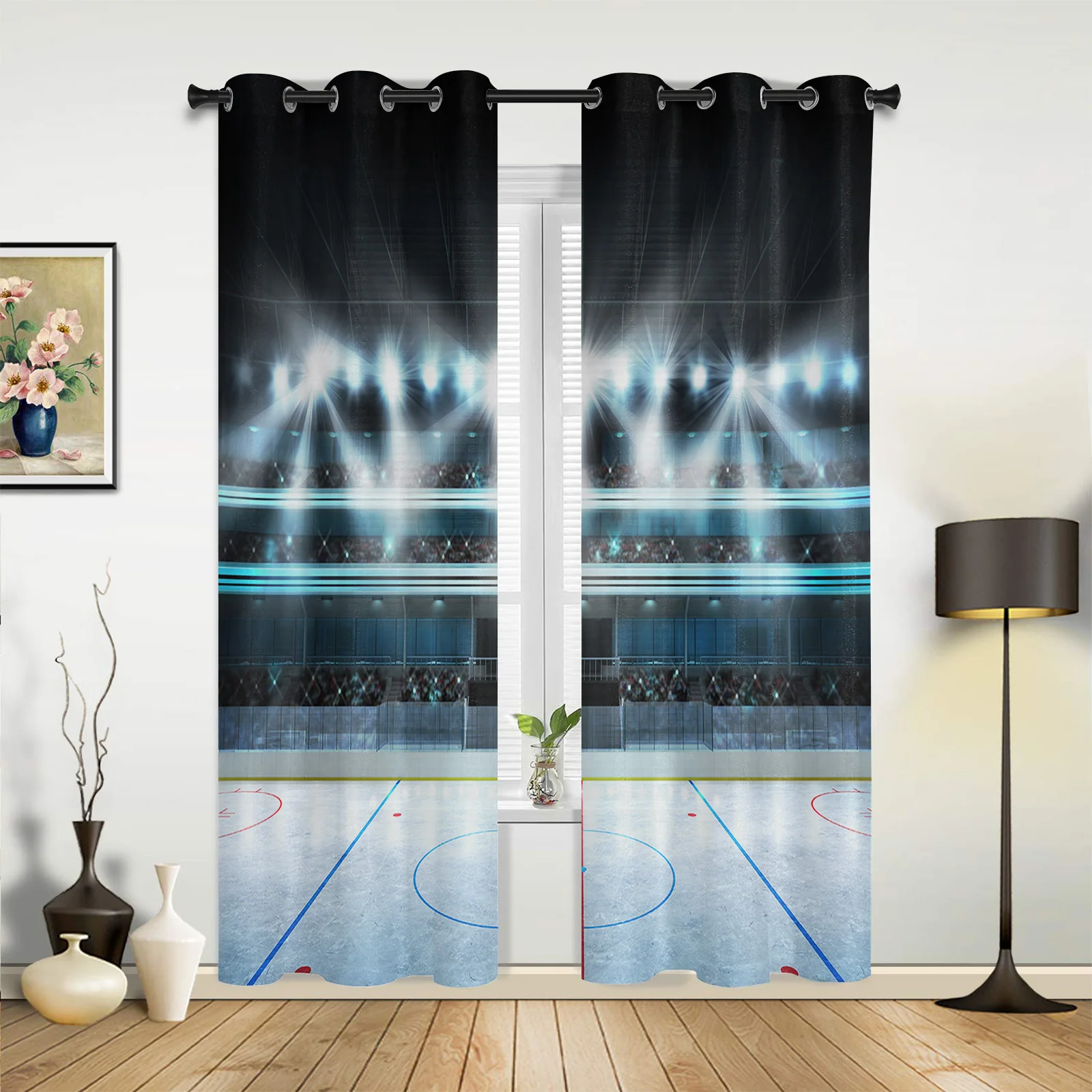 

Ice Hockey Playing Field Curtains for Bedroom Living Room Drapes Kitchen Children's Room Window Curtain Modern Home Decor