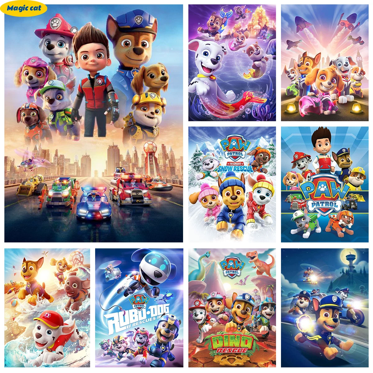 

Disney Cartoon Dog AB Drill Diamond Embroidery Patrol Dog Hand Diamond Painting Kit 5D Mosaic Wall Sticker Children's Room Decor