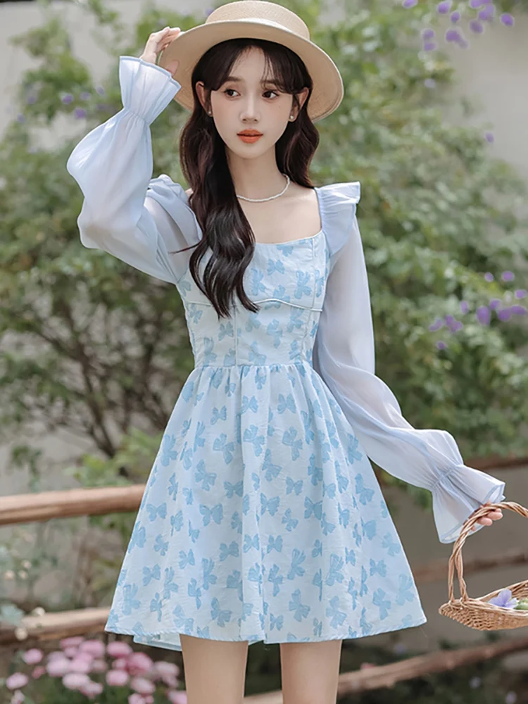 Женское короткое жаккардовое платье Элегантное повседневное шифоновое с