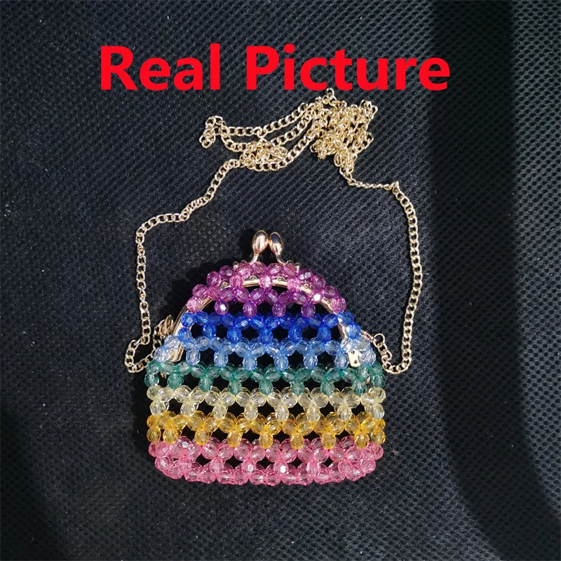 Сумка женская с прозрачными бусинами популярный саквояж ручной работы из бисера