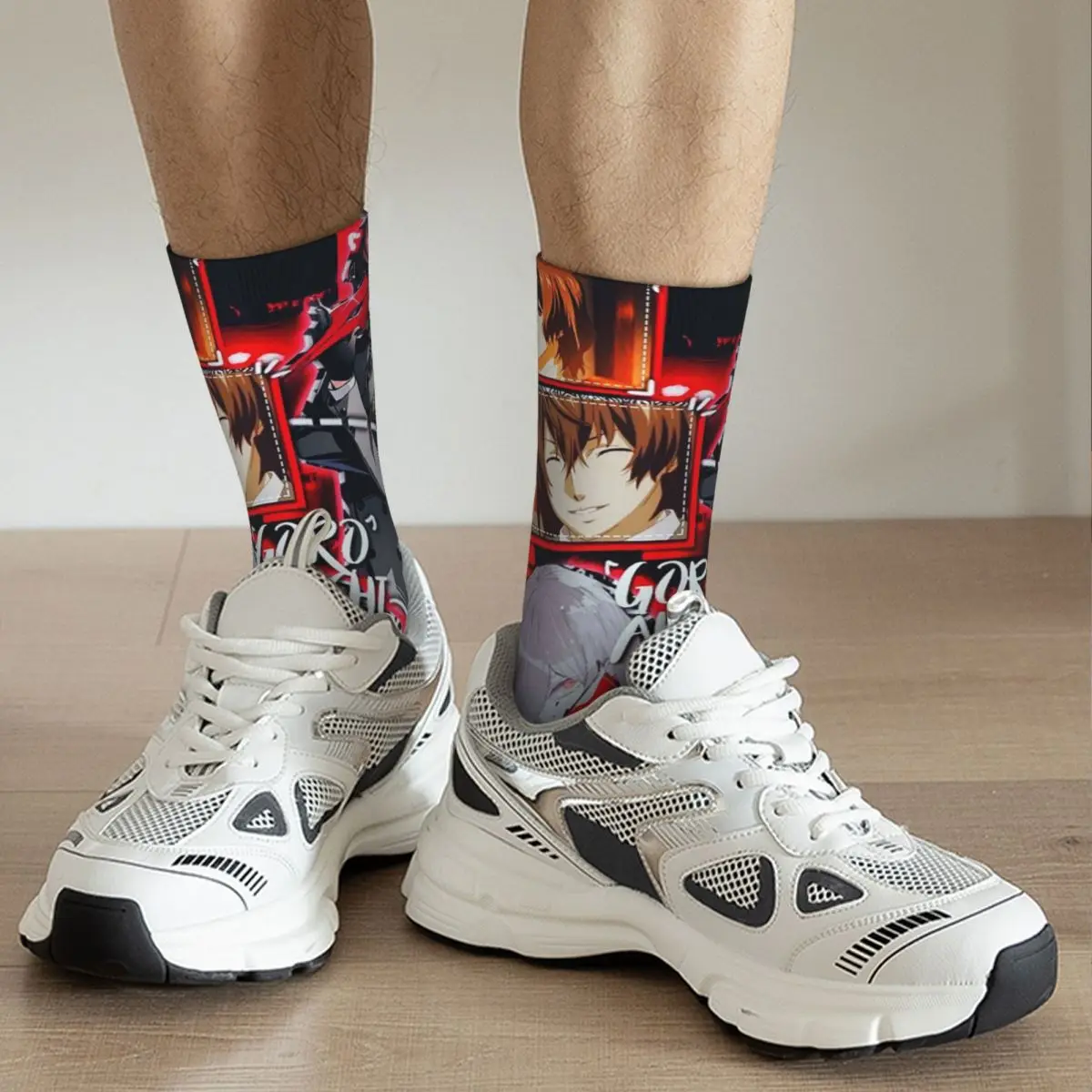 Забавные мужские носки Happy в стиле хип-хоп Goro Akechi женские из полиэстера с
