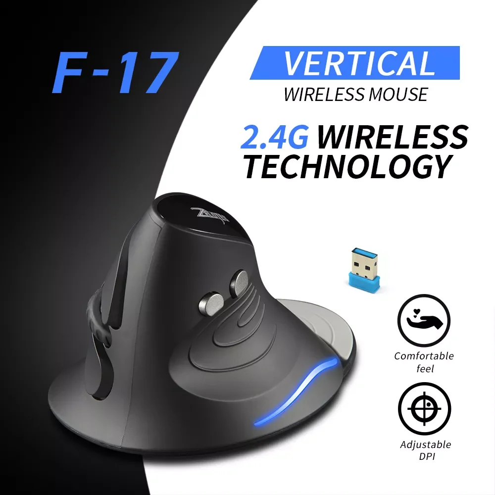 

F-17 Vertical Mouse 2.4GHz Wireless Gaming Mouse 6 Keys Ergonomic Optical Mice with 3 Adjustable DPI for PC Laptop Mouse