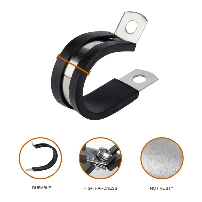 

48 Pieces Of 13Mm Stainless Steel Cable Clamp Fine Workmanship Cable Clamp Durable Stainless Steel Pipe Rack Black And White