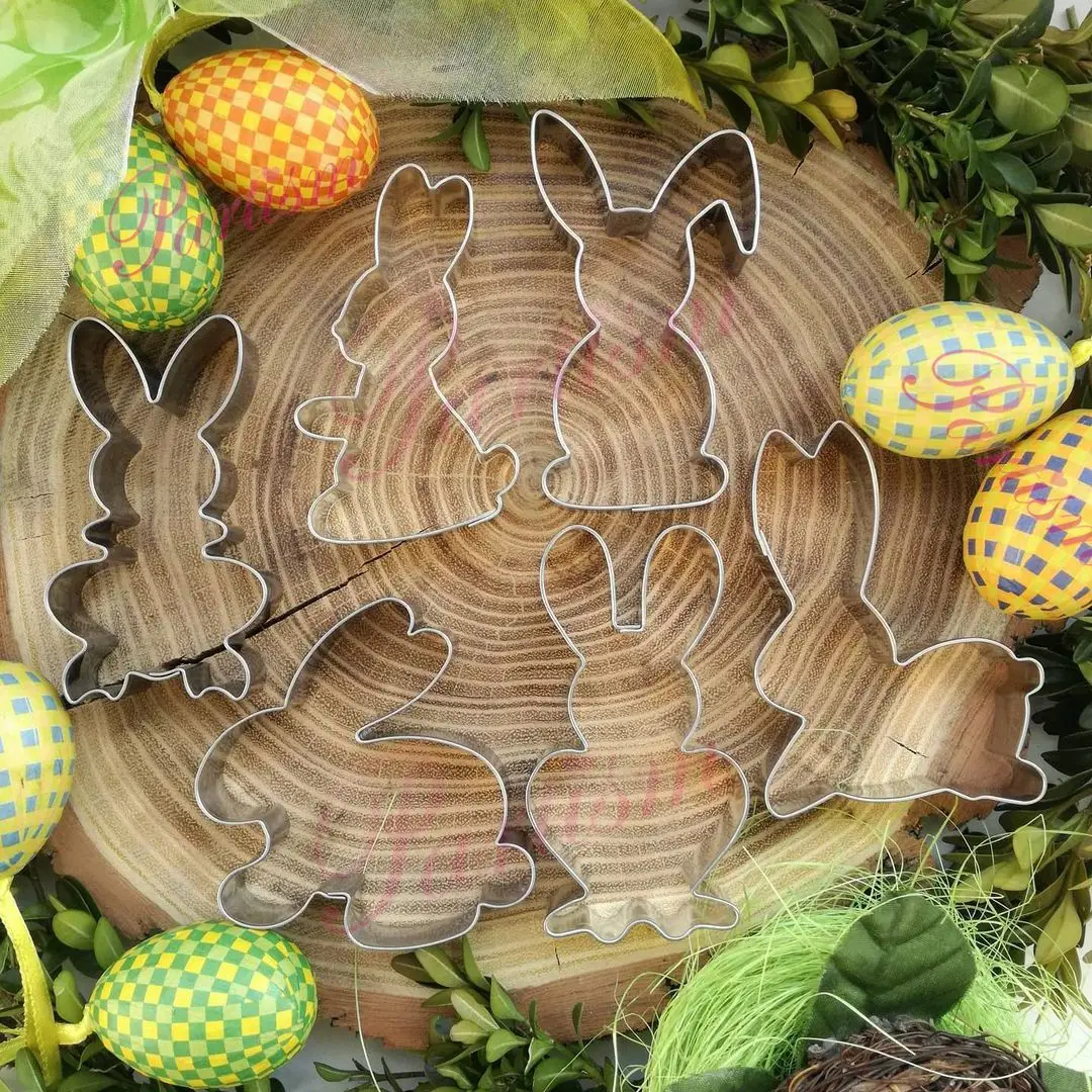 

1pc Stainless Steel Easter Cookies Mold Rabbit Carrot Flower Egg Biscuit Cutter Mold for Kids Easter Party Decoration DIY Craft