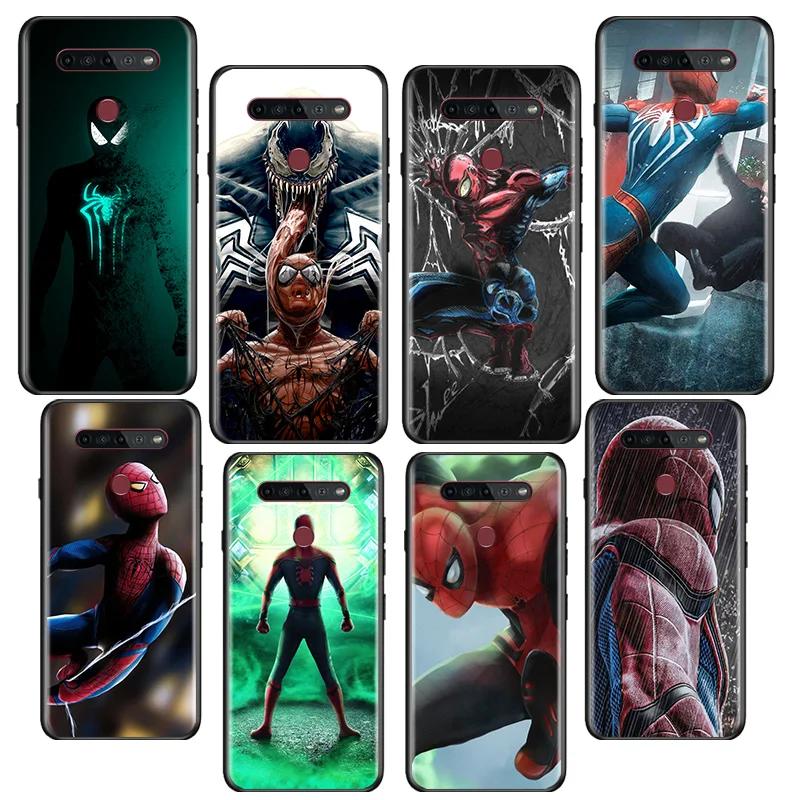 

Marvel Spiderman Character For LG Q60 V30 V40 V50 V50S V60 G8 G8X G8S ThinQ K22 K40S K41S K50S K51S K61 K71 K92 Black Phone Case