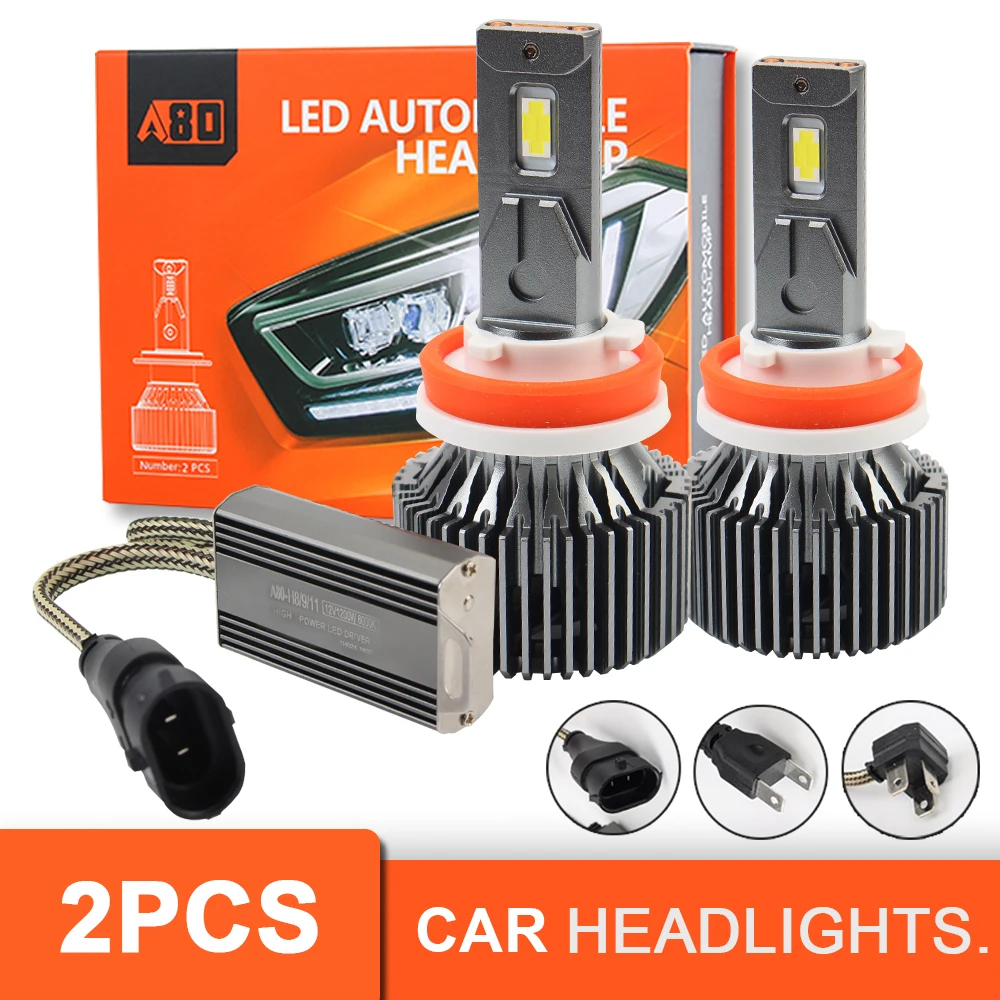 Автомобильные аксессуары для ламп H4 H7 H11 H8 H9, 12 В, 1200 Вт, 6000K, лм, 2 шт., противотуманная Стандартная автомобильная фара, 18 светодиодов