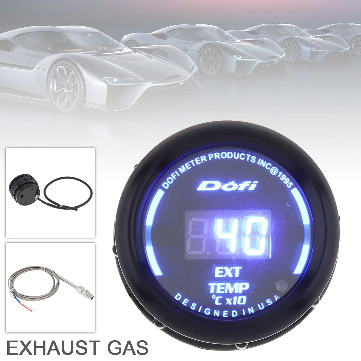 

2 Inch 52mm 12V Digital LED Display Exhaust Gas Temperature Gauge Blue Led Gauge Car Meter with Electronic Sensors