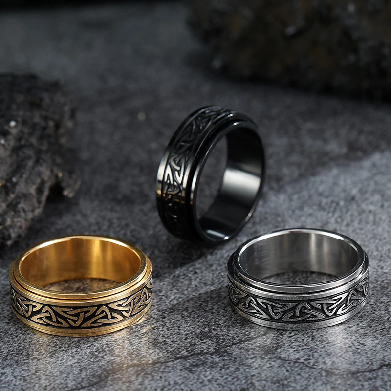 Панк Викинг кельтский узел руна мужские кольца из нержавеющей стали ювелирные