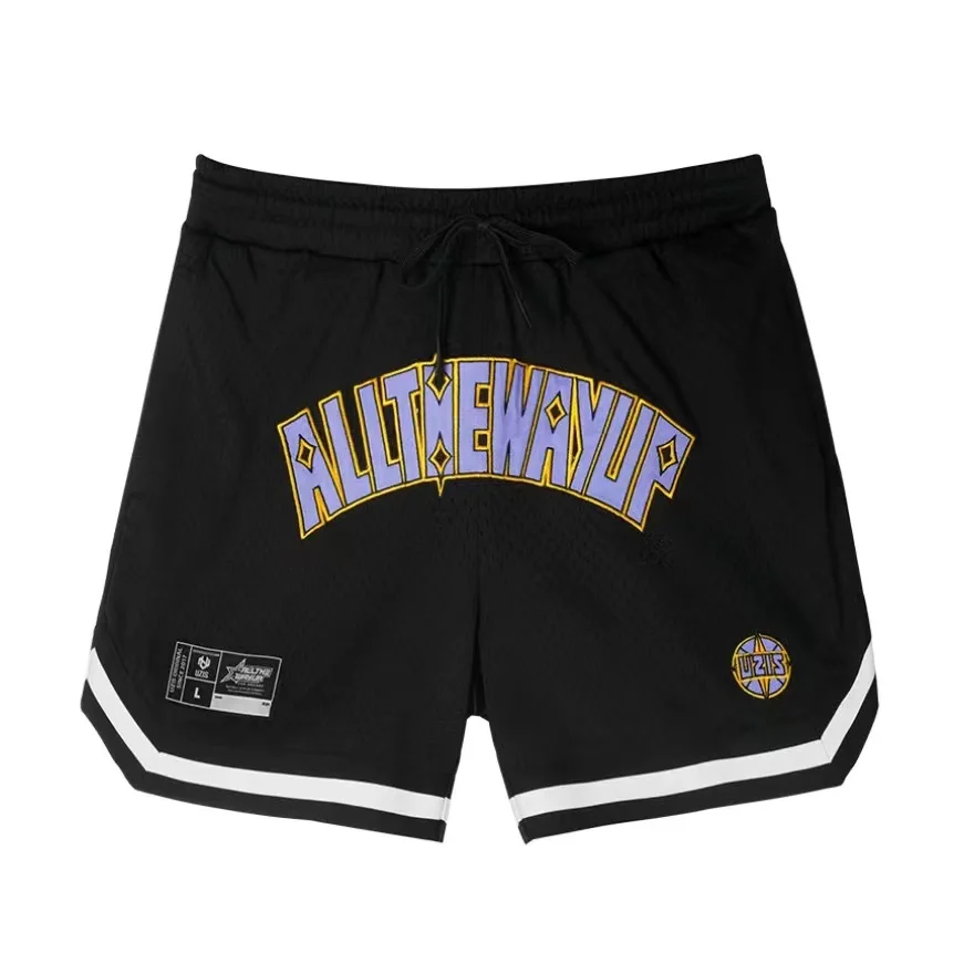 

UZIS Basketball American Shorts Men's Summer Knitted Mesh Knee Length Retro Gym Pants
