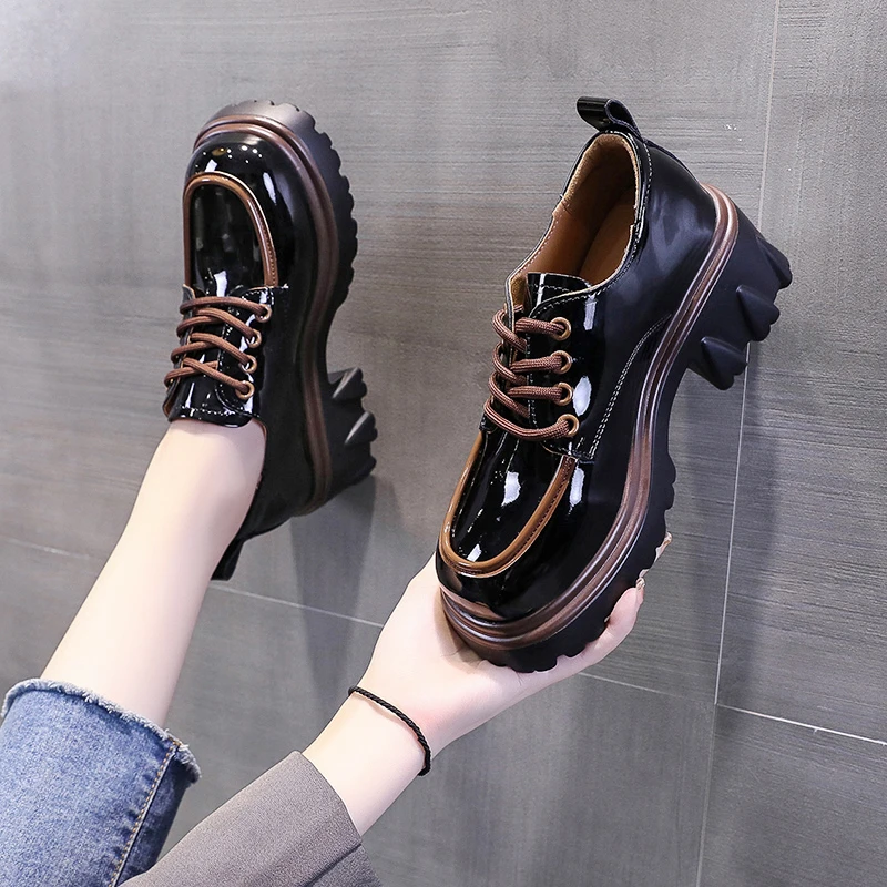 

Oxford Shoes For Women Winter First Layer Of Dermis Platform Women Punk Thick Bottom Mujer Motorcycle High Boots Classic Shoes