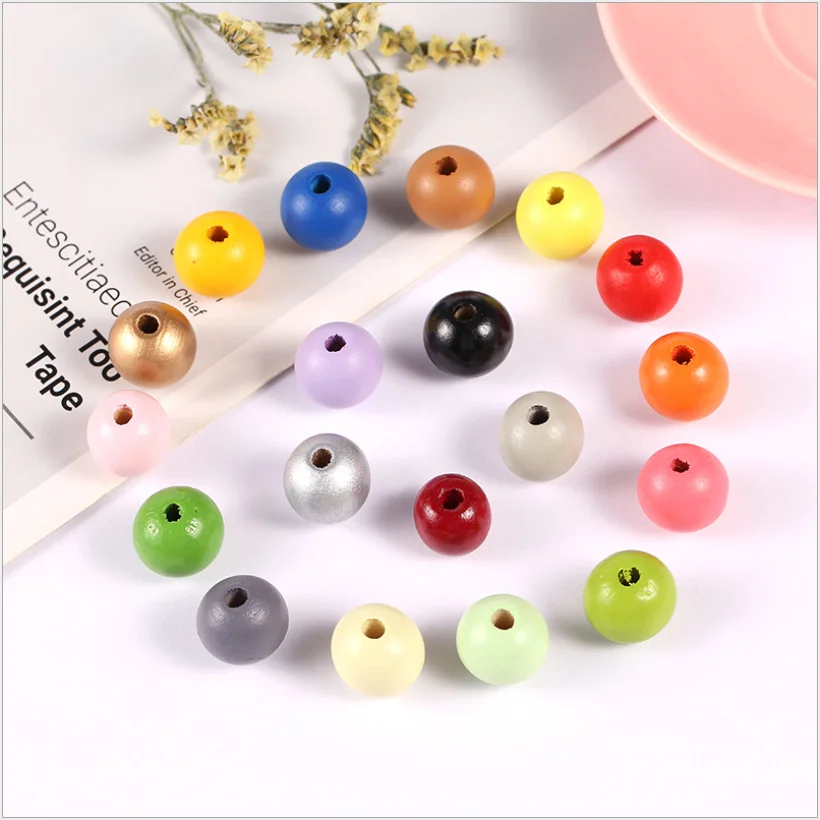 

New 16mm Candy Colored Round Protection Wooden jewelry DIY custom beads for children's toys and furniture accessories