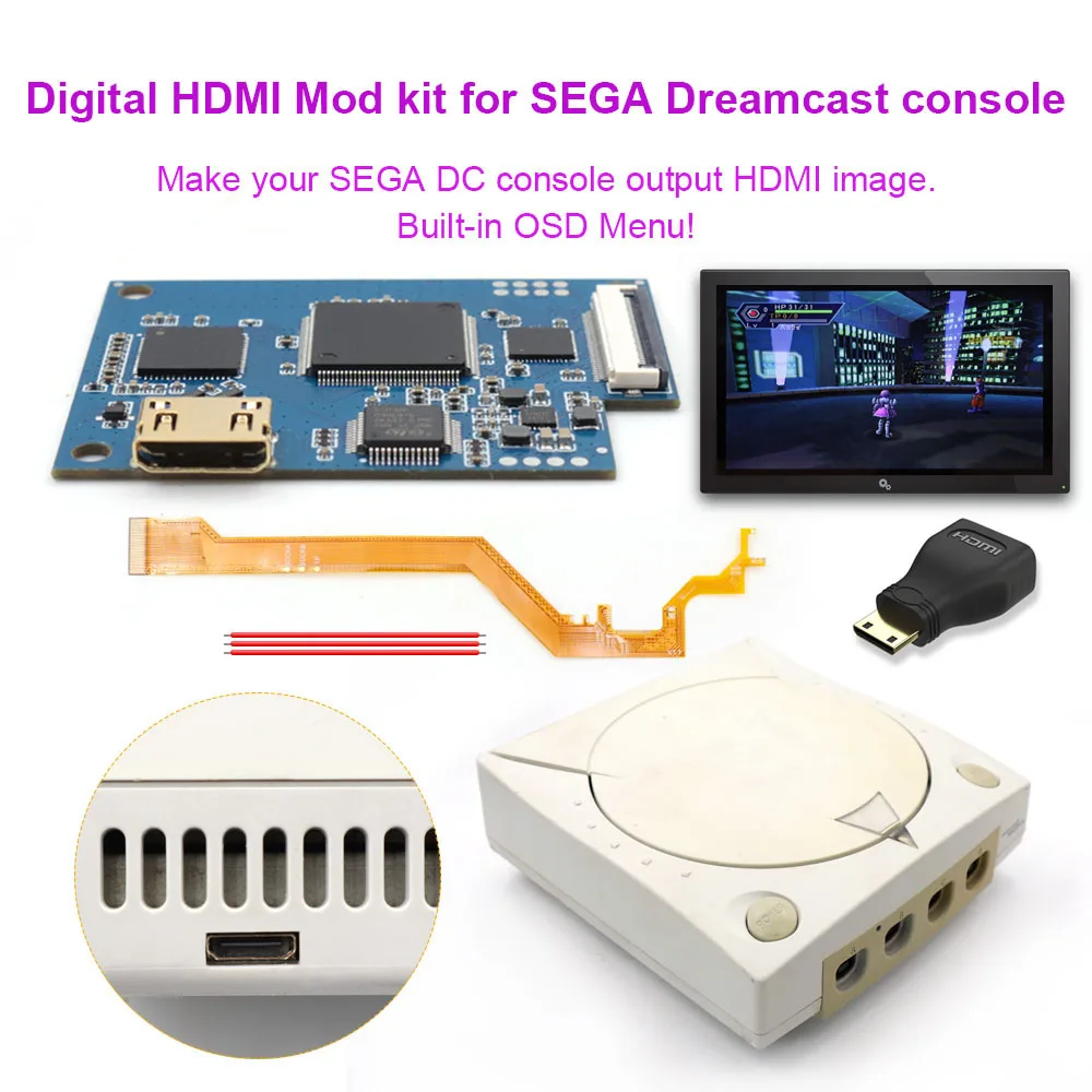 Hispeedido Digital HDMI MOD Kit SEGA DC to 1080P TV Mod для консоли Dreamcast
