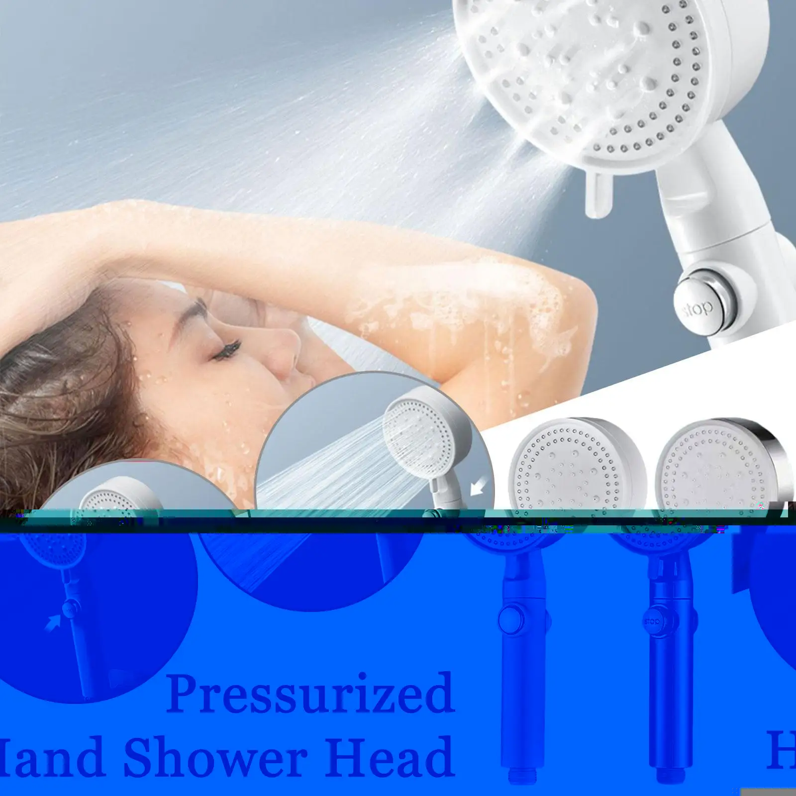

5 Mode Adjustable Shower Head With Stop Button High Pressure Showerhead Water Saving Eco Shower Handheld Shower Bath Accessories