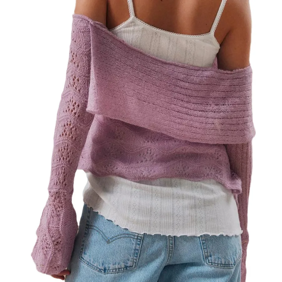 Новый модный вязаный свитер сексуальный женский нестандартной формы на шнуровке