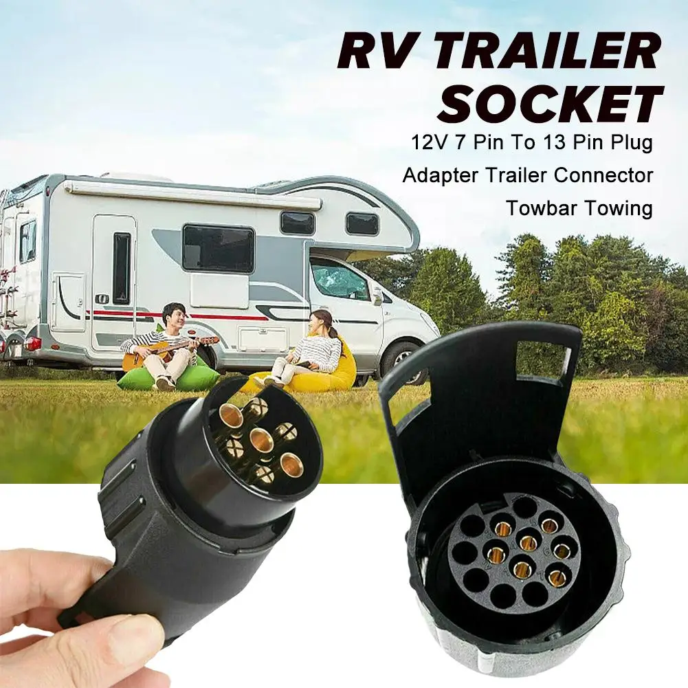 

Европейский мини-адаптер 12 В с 7 контактами на 13 контактов, преобразователь для прицепа, прицепа, переходник, головка для подключения 7 RV, буксировочная розетка P0F4