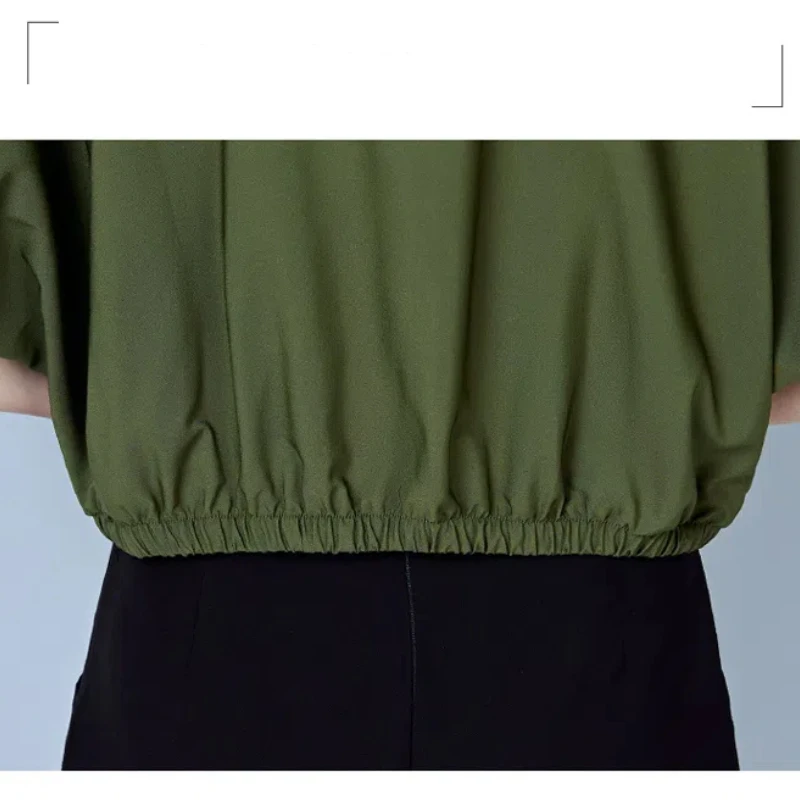 Женская одежда летний Однотонный пуловер Элегантная футболка с отложным