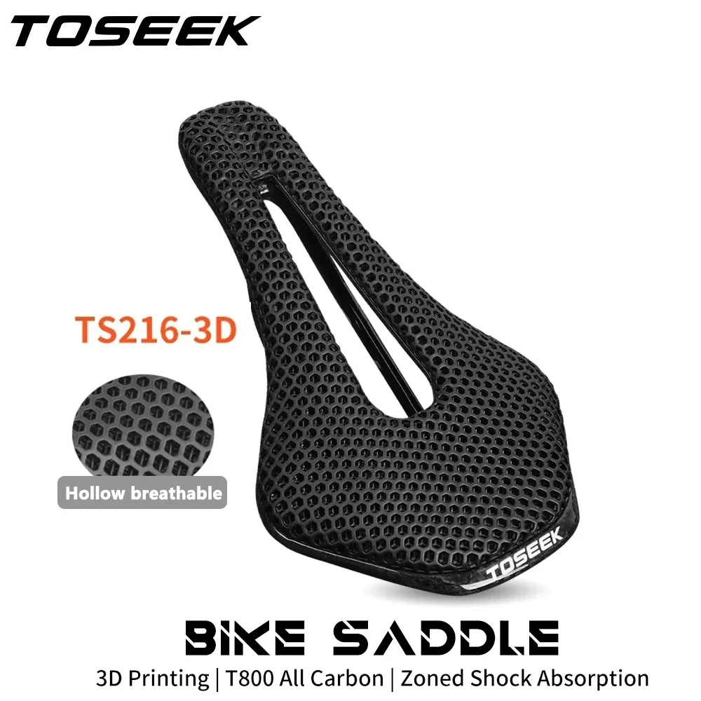 

Седло для горного и дорожного велосипеда TOSEEK, ультралегкое дышащее седло из углеродного волокна с 3D принтом, удобное для езды на велосипеде