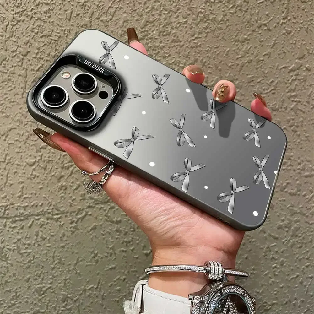 Чехол для Motorola Moto G04 G14 G84 5G G10 G20 G30 G04S G24 G34 G13 G23 G53 G22 E32S E22i Butterfly Knot Silver IMD телефона