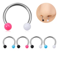 5pcs acrylic ball hoop septum piercing nose ring bcr stainless steel cartilage earrings stud circular horseshoe body jewelry 16g