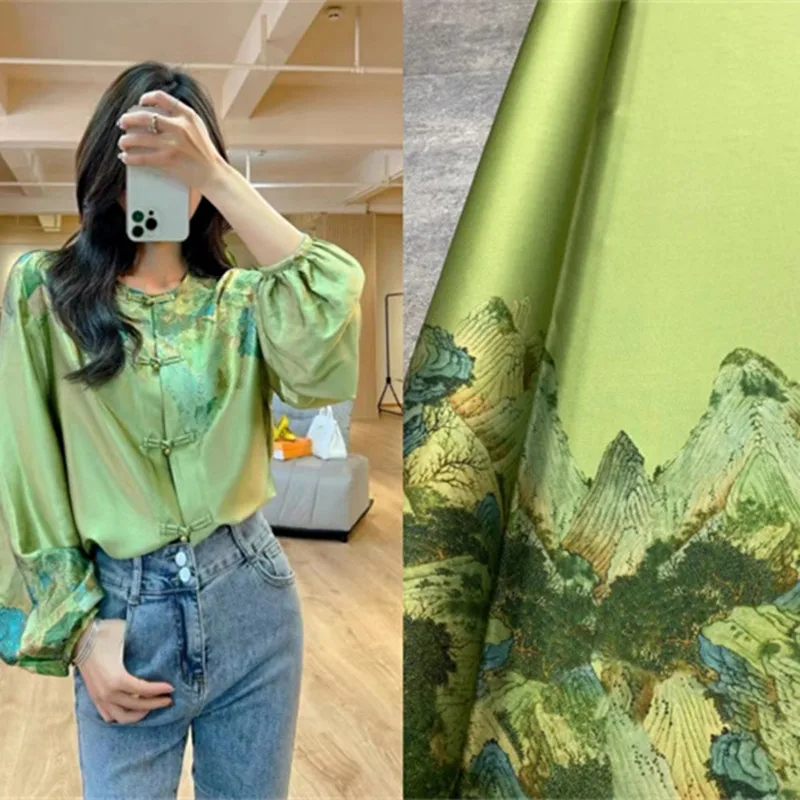 

Лидер продаж 2022, стиль цианли цзяншань, карта с принтом, диагональ, пейзаж, карта в национальном стиле, рубашка, одежда, ткань для шитья